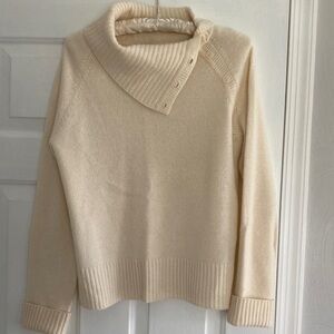 Casual Corner Cream Turtleneck Sweater with Button Detail